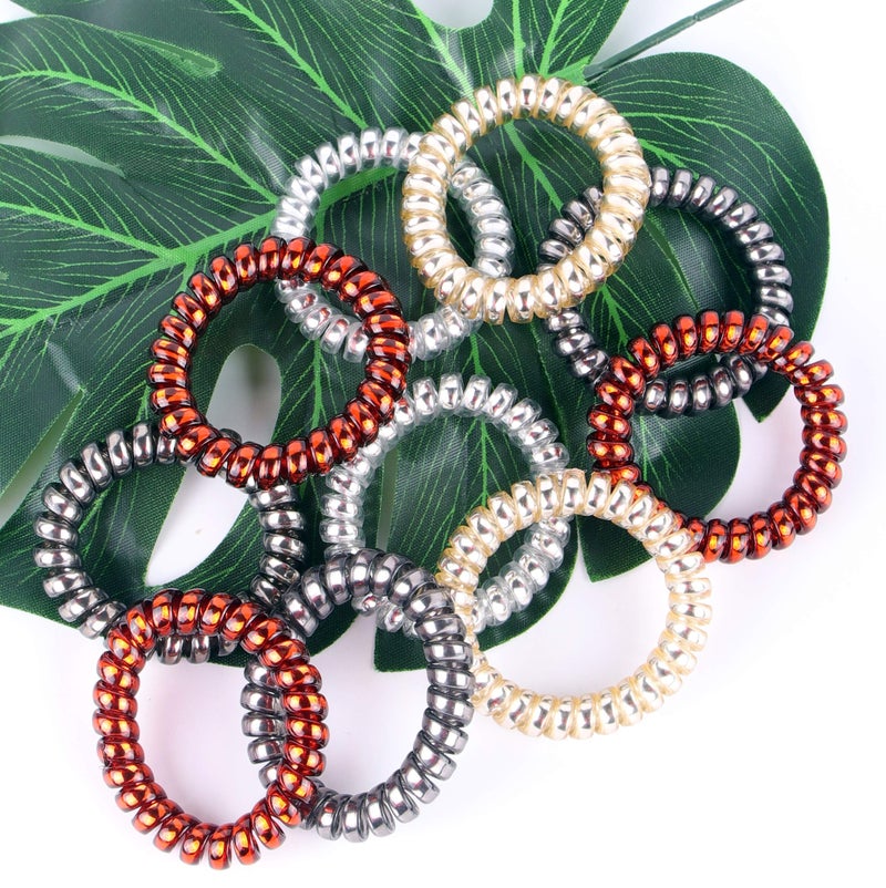 SIADEE 10Pcs Spiral Hair Ties No Crease For Women Girls, Elastic Coil Hair Ties For Thick Hair, Phone Cord Hair Ties Waterproof, Hair Coils, Key Chain Hair Ties, Colorful Ponytail Holder For Children - Image 4